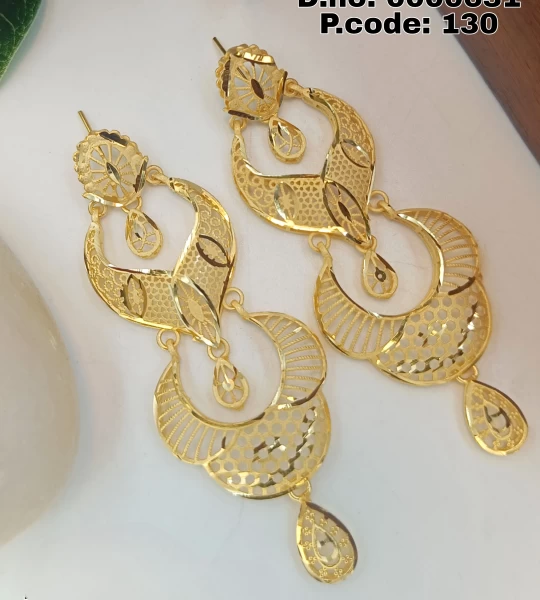 BX-2 One Gram Gold Foaming Designer Dubai Earings Set 0000631
