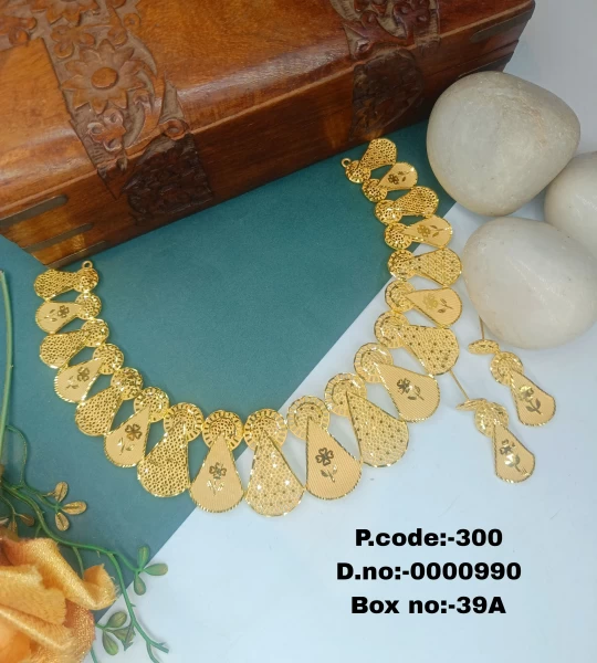 BX-39A One Gram Gold Foaming Dubai Necklace Set 0000990