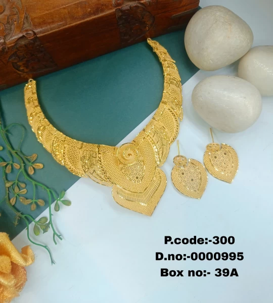 BX-39A One Gram Gold Foaming Dubai Necklace Set 0000995
