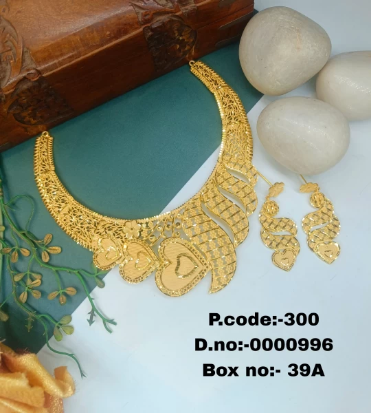 BX-39A One Gram Gold Foaming Dubai Necklace Set 0000996