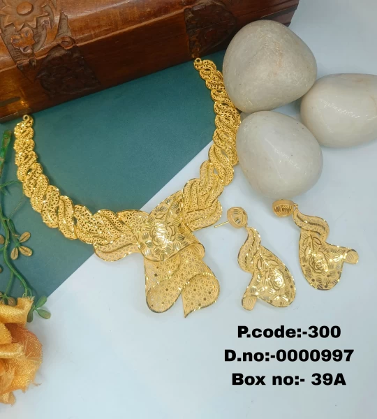 BX-39A One Gram Gold Foaming Dubai Necklace Set 0000997