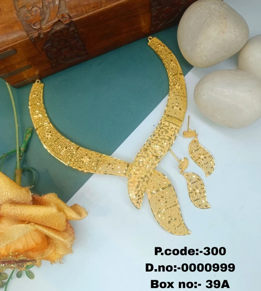 BX-39A One Gram Gold Foaming Dubai Necklace Set 0000999