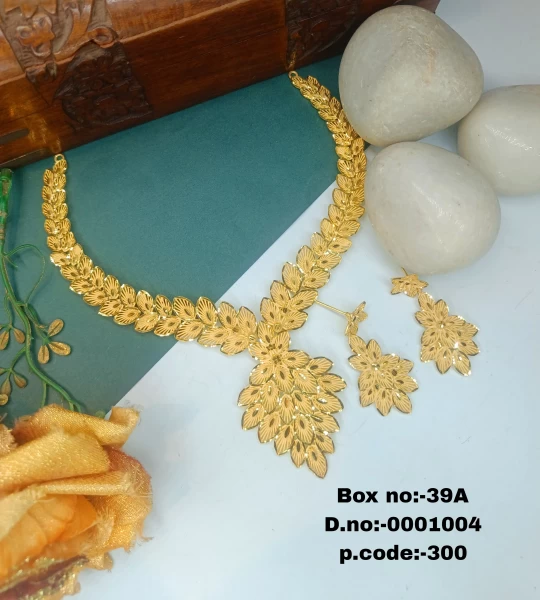 BX-39A One Gram Gold Foaming Dubai Necklace Set 0001004