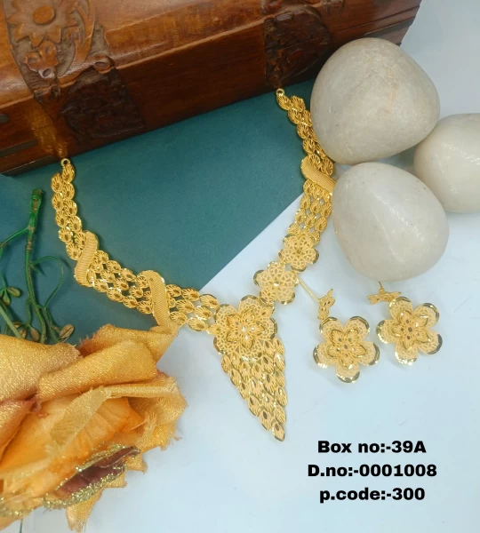 BX-39A One Gram Gold Foaming Dubai Necklace Set 0001008