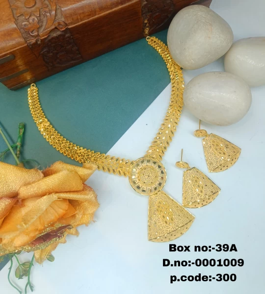BX-39A One Gram Gold Foaming Dubai Necklace Set 0001009