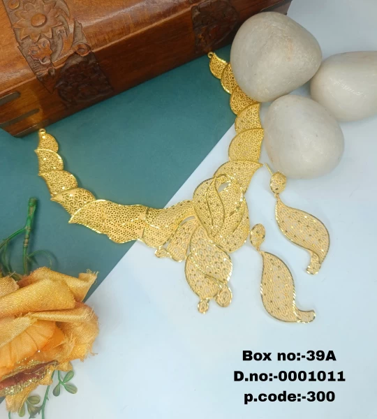BX-39A One Gram Gold Foaming Dubai Necklace Set 0001011