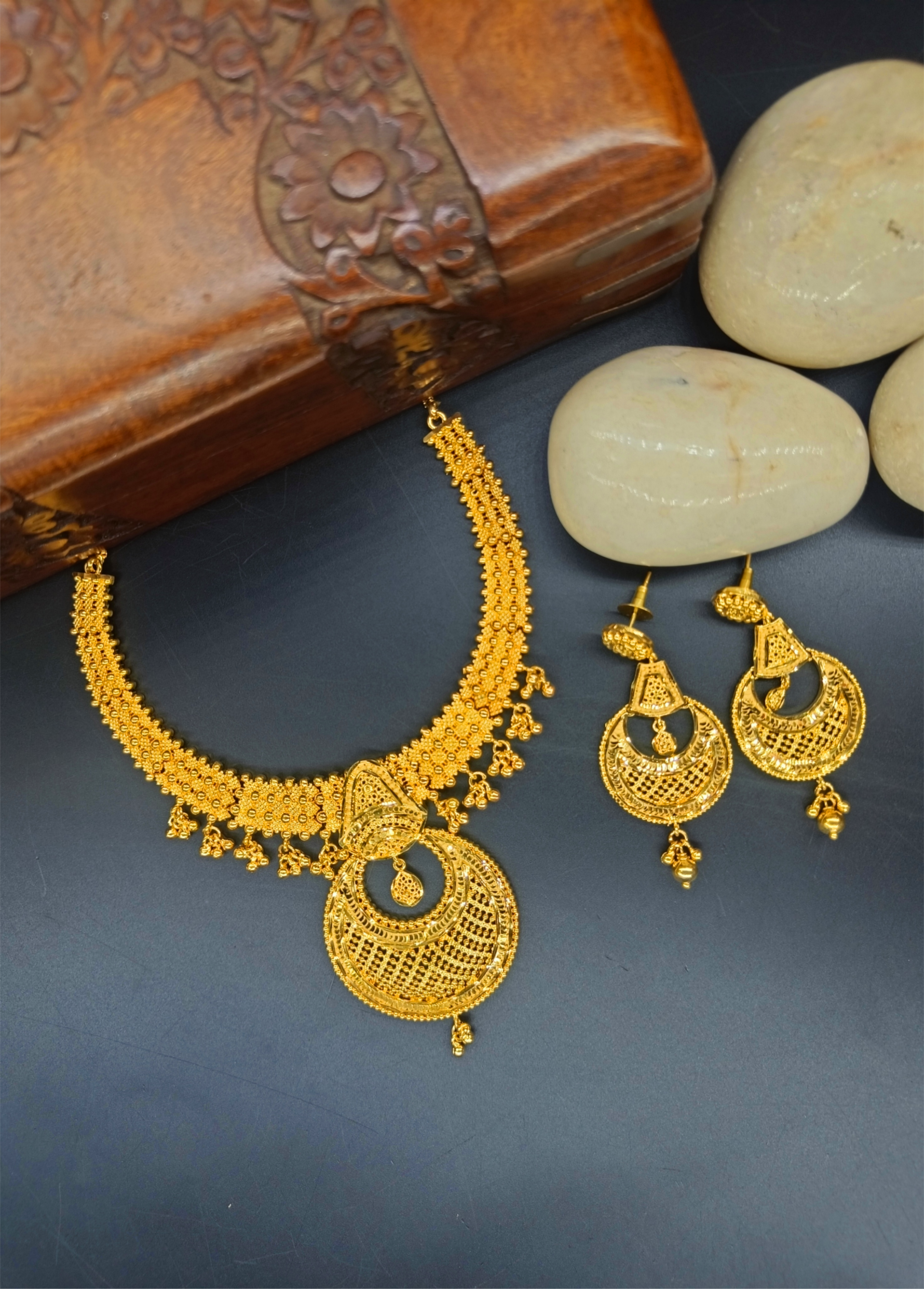 Jhanvi 1 Gram Gold Plated Designer Fancy Necklace Set