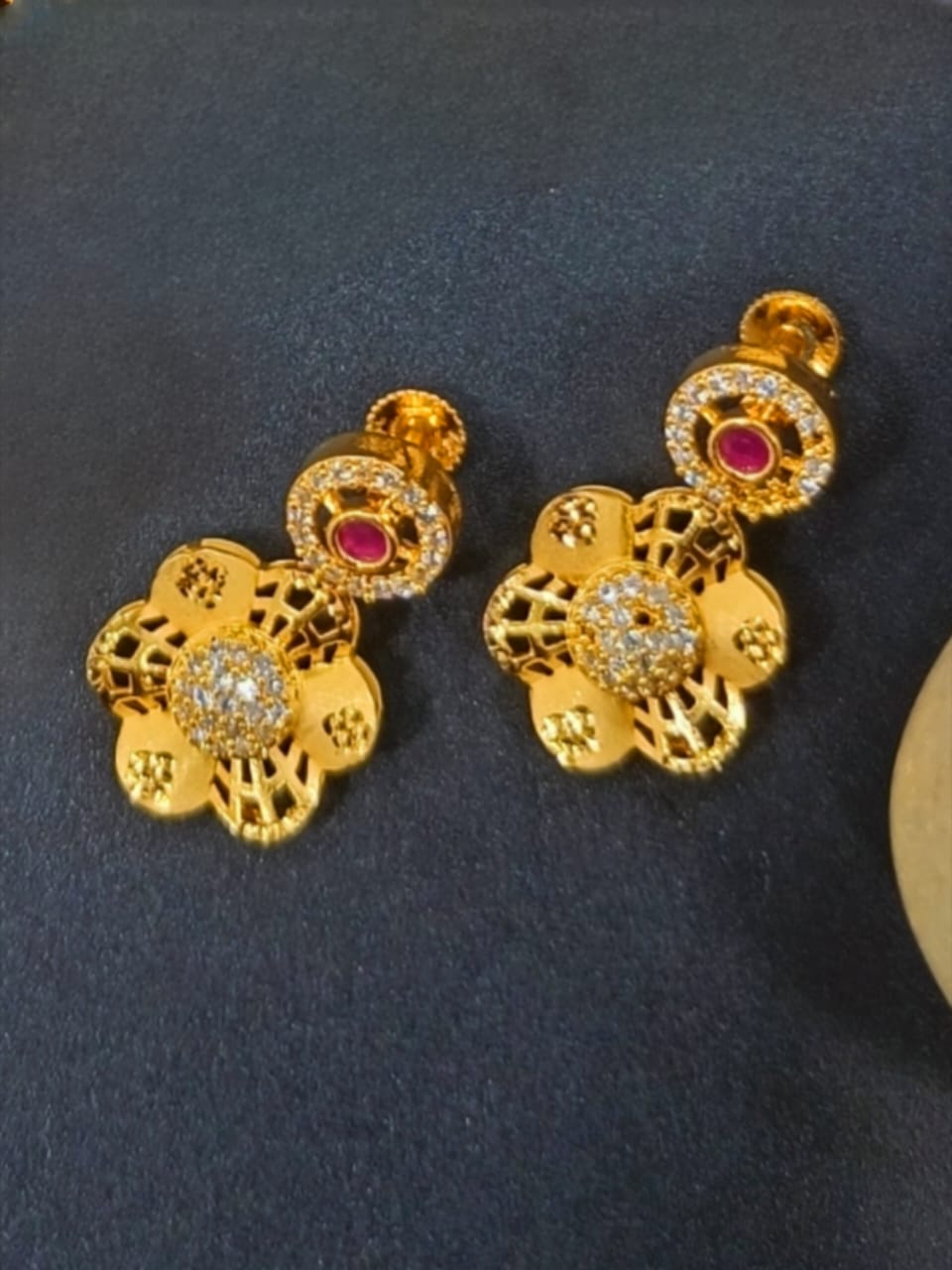 Anvi 1 Gram Gold Plated Designer AD Necklace Set