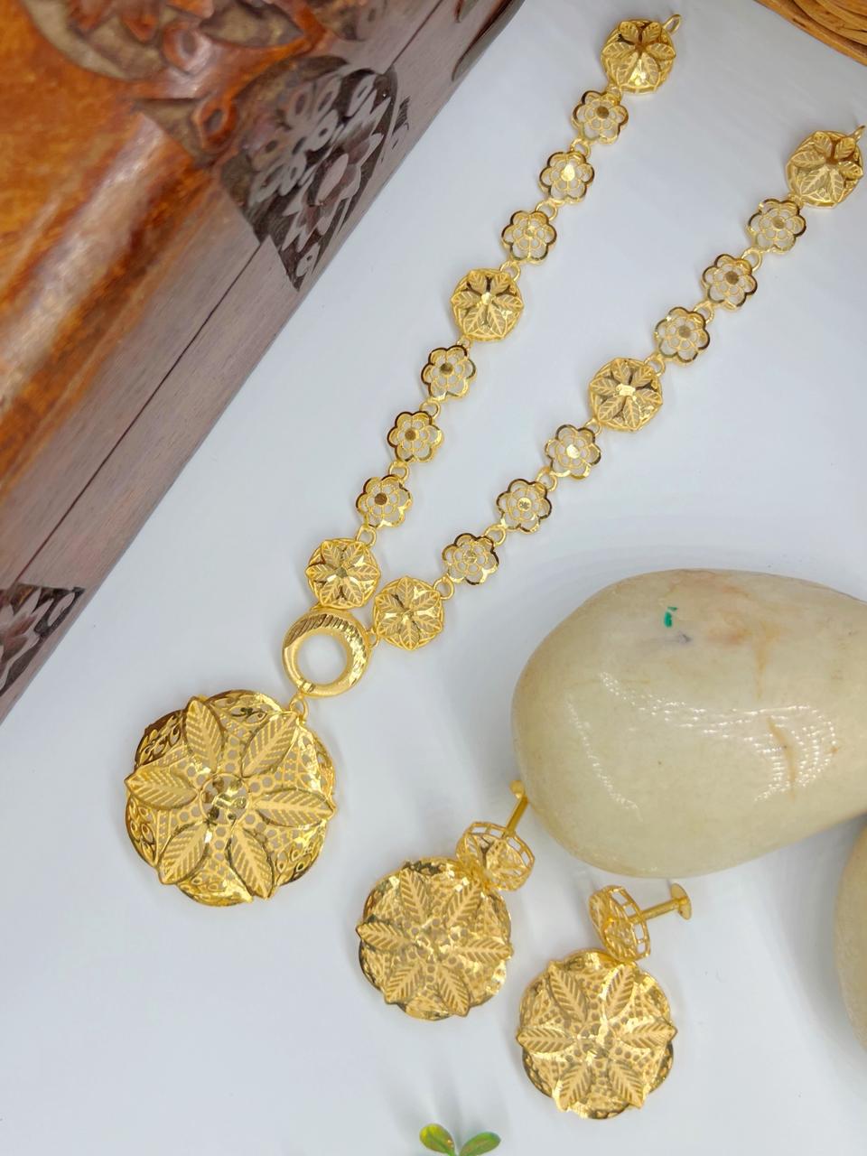 Falak 1 Gram Gold Plated Designer Turkish Necklace Set