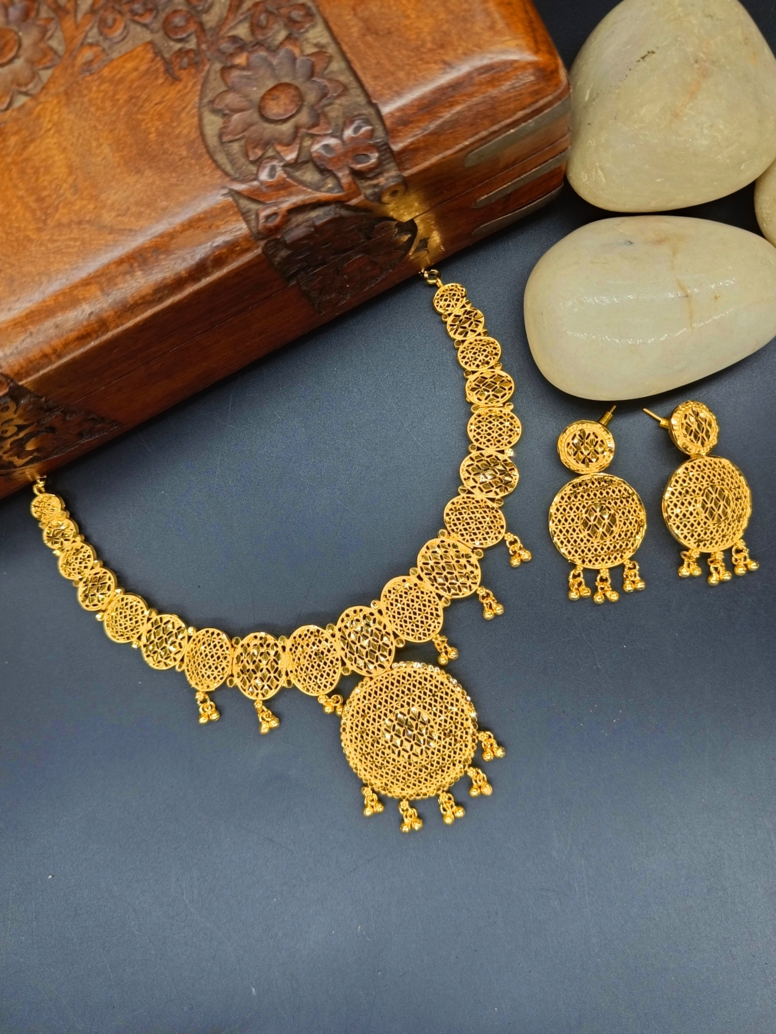 Kavya 1 Gram Gold Plated Designer Fancy Necklace Set