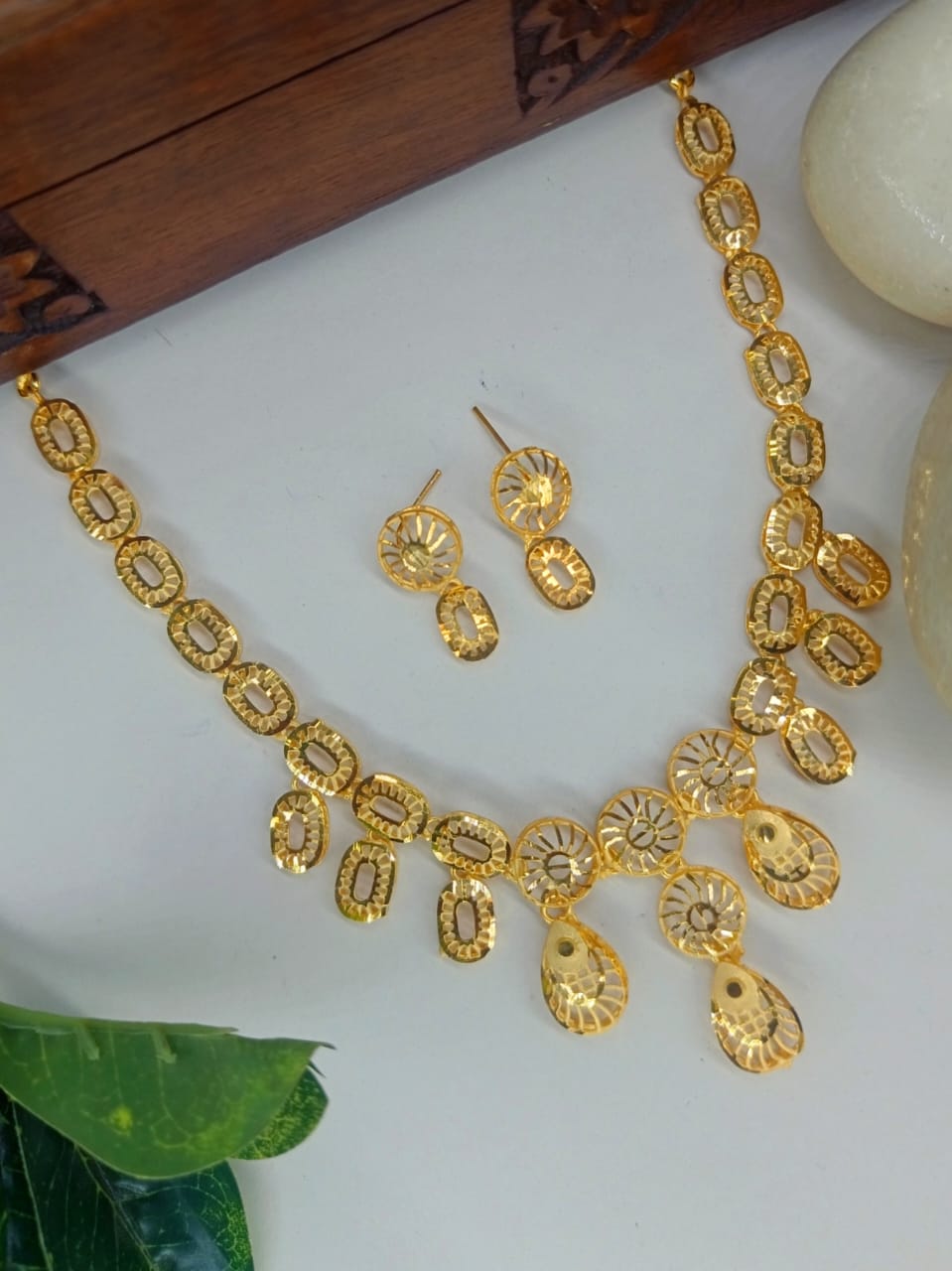 Pari 1 Gram Gold Plated Designer Turkish Necklace Set