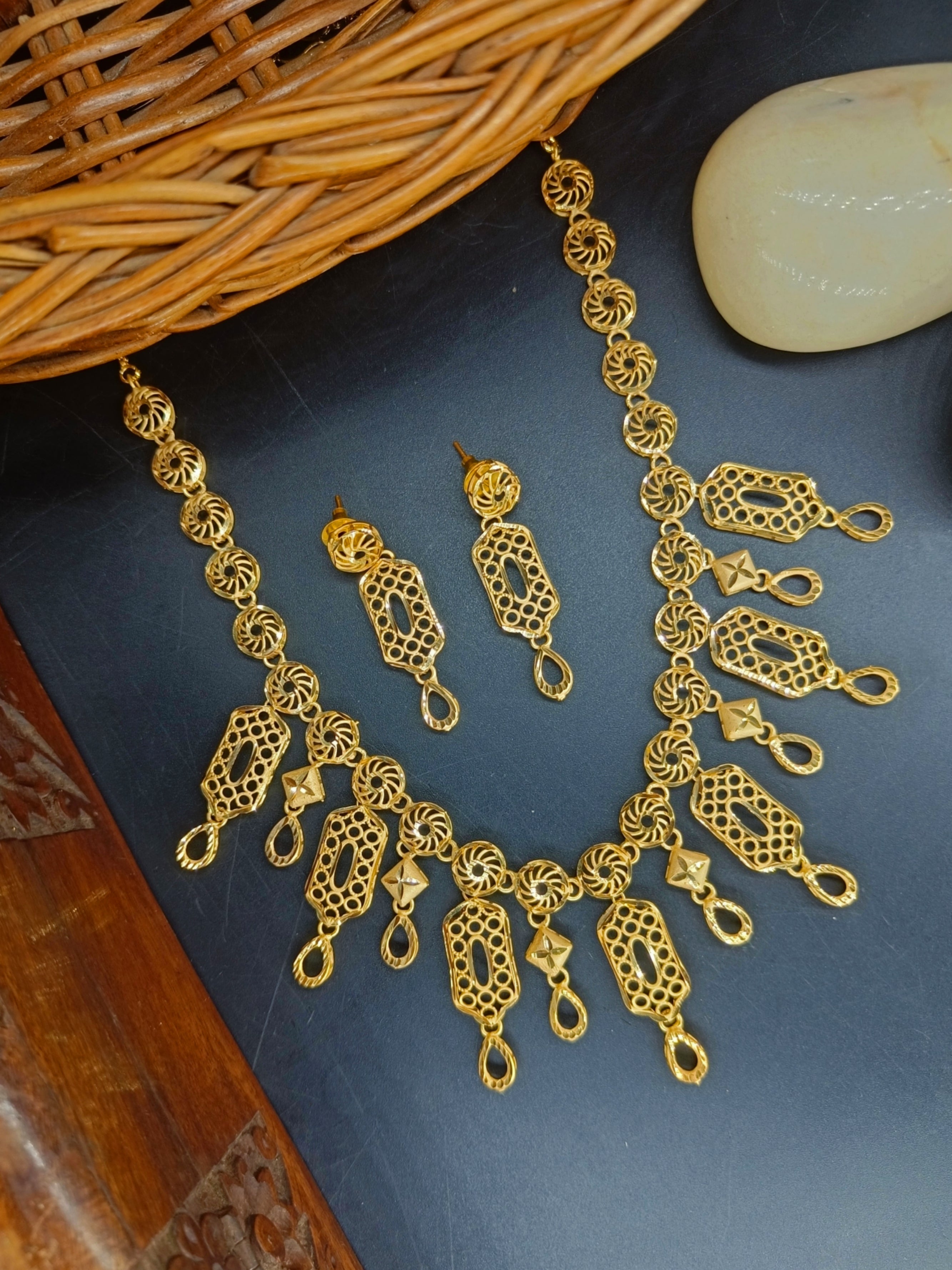 Shaila 1 Gram Gold Plated Designer Turkish Necklace Set