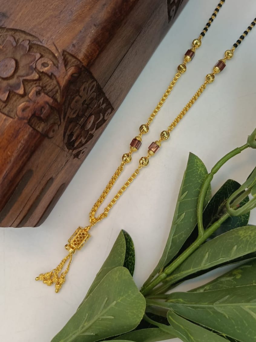 Madhva 1 Gram Gold Plated Short Mangalsutra