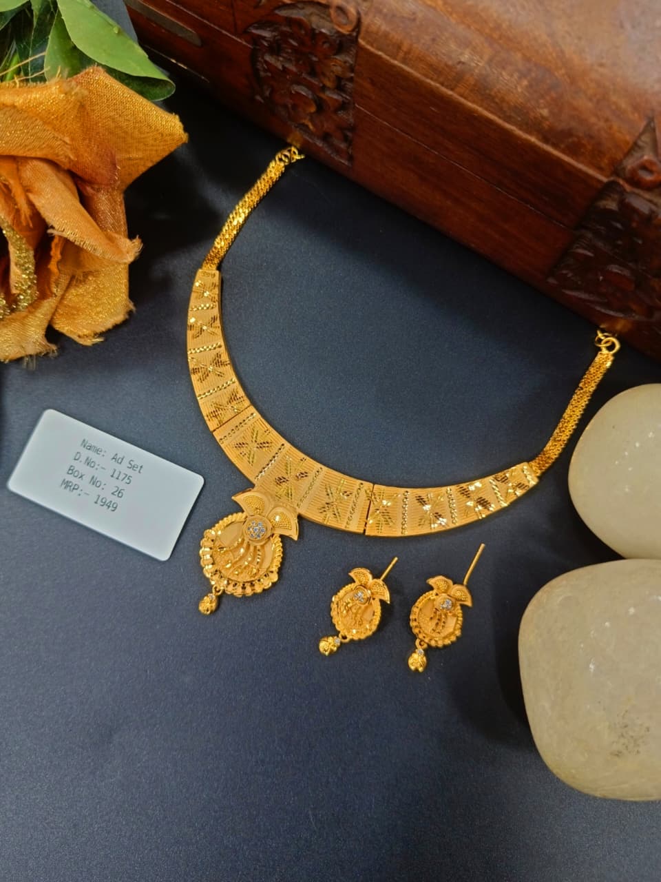 Aparna 1 Gram Gold Plated Designer AD Necklace Set