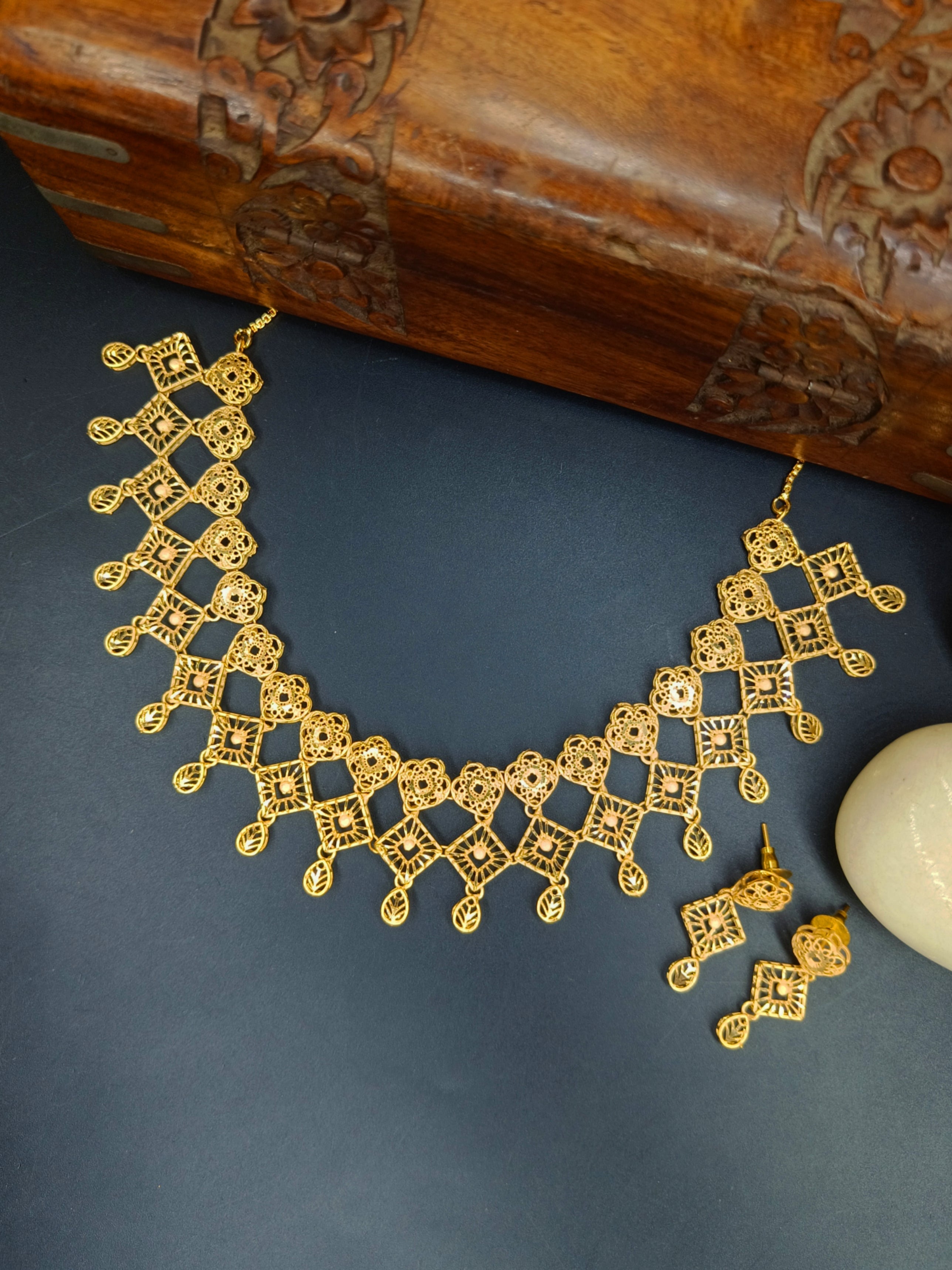 Savitri 1 Gram Gold Plated Designer Turkish Necklace Set