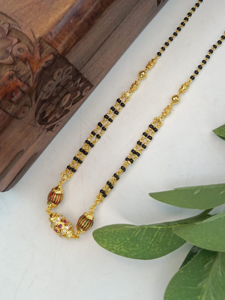 Manasketa 1 Gram Gold Plated Short Mangalsutra