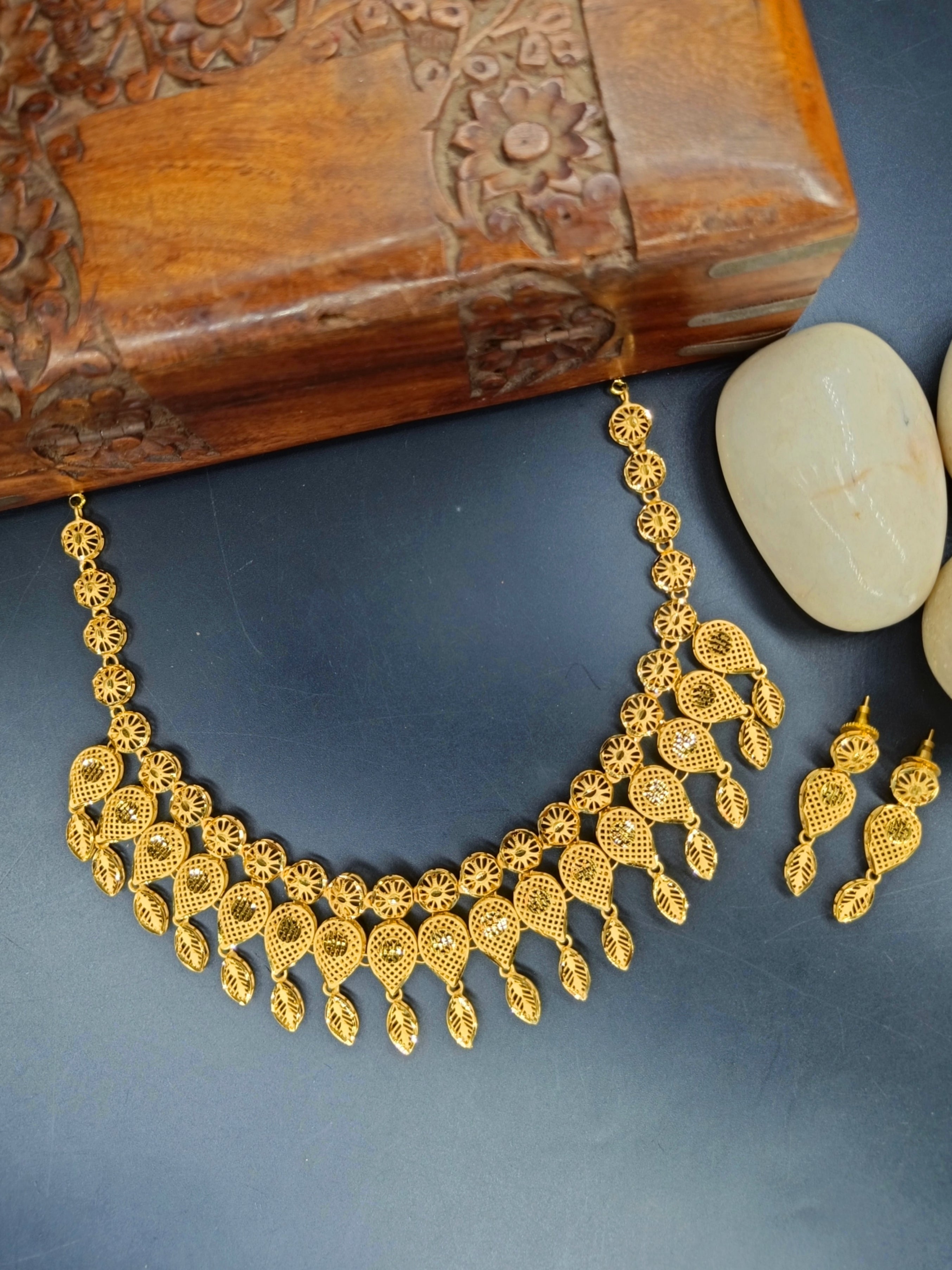 Satya 1 Gram Gold Plated Designer Turkish Necklace Set