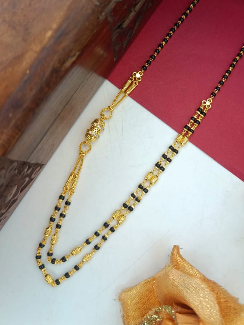 Satya 1 Gram Gold Plated Short Mangalsutra