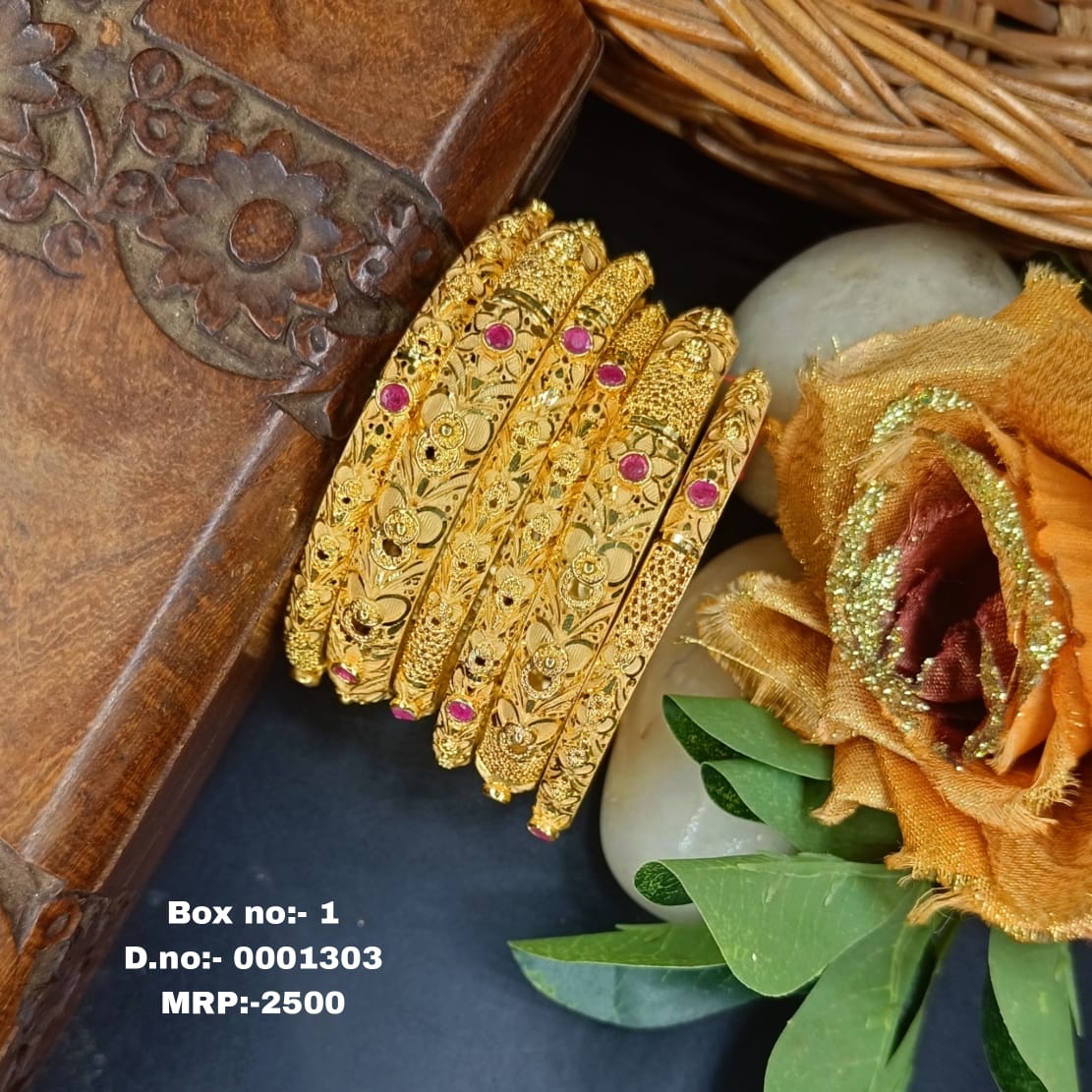 Padma One Gram Gold 6 pis Bangles Set