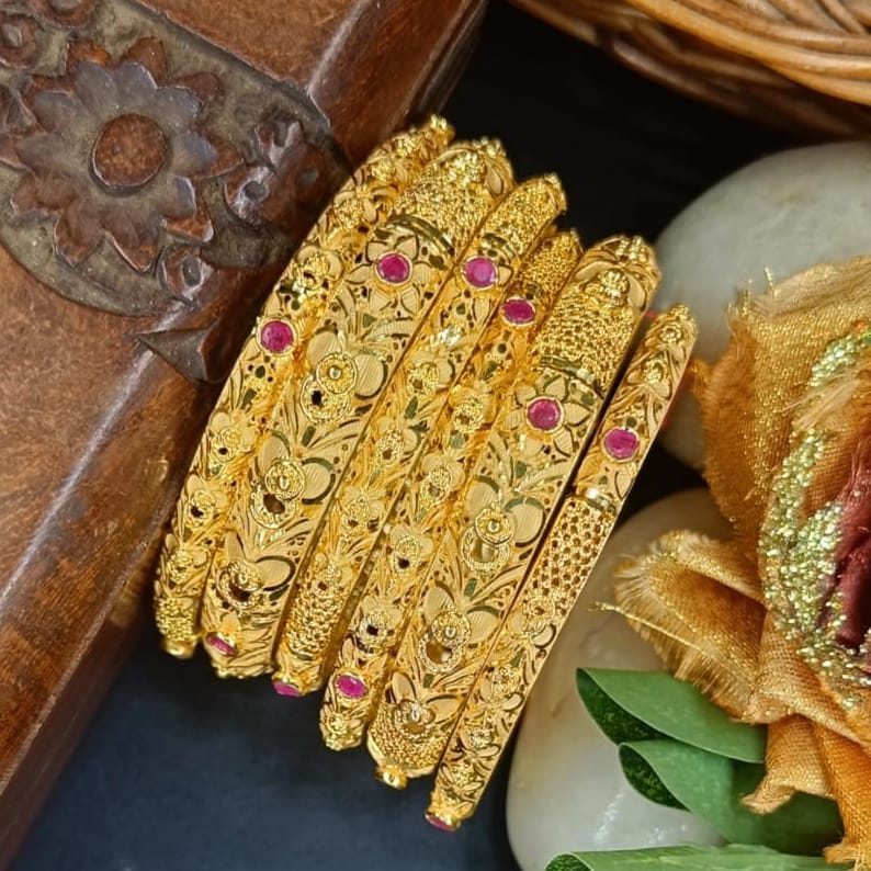 Padma One Gram Gold 6 pis Bangles Set