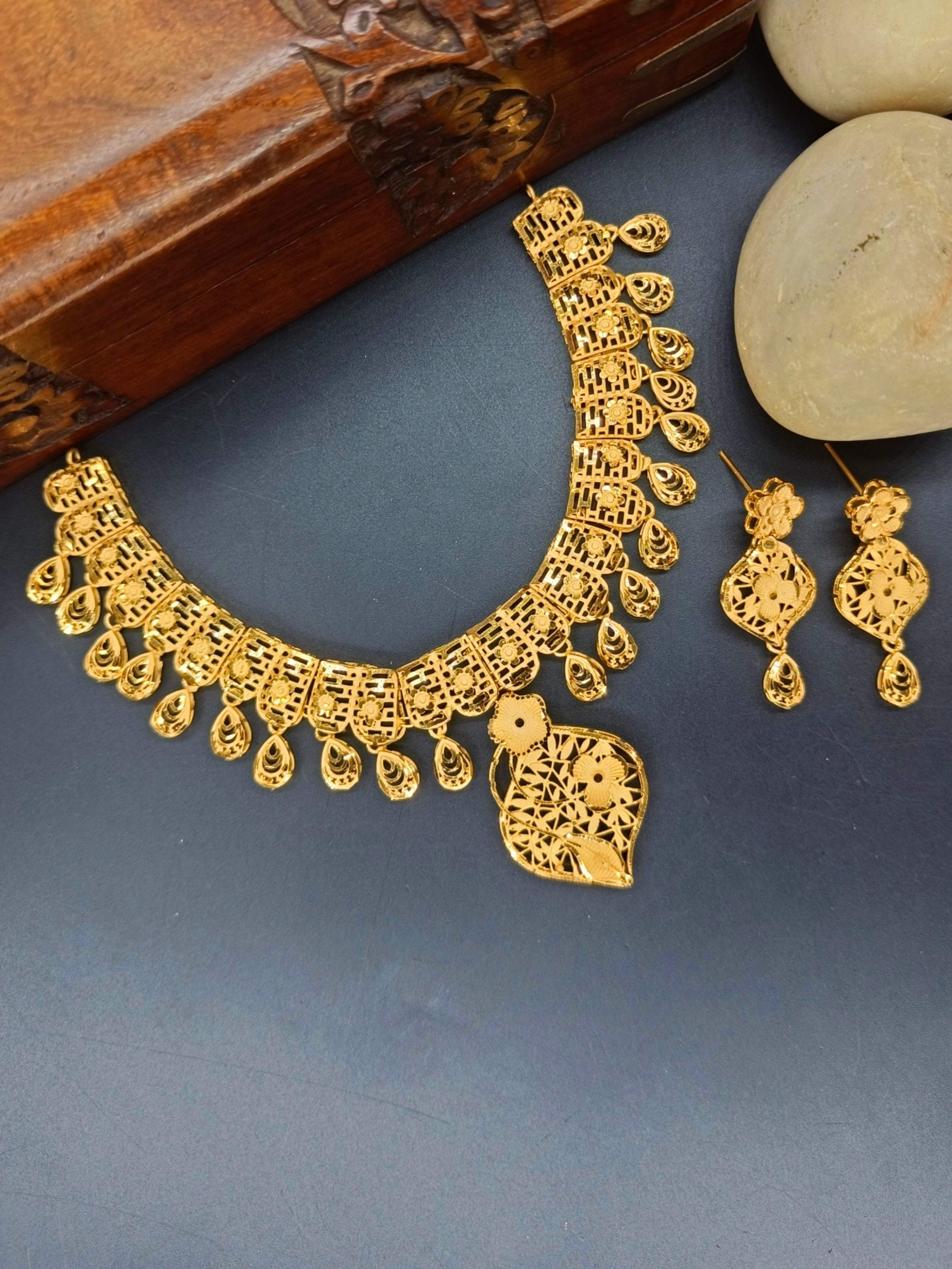 Kumari 1 Gram Gold Plated Designer Turkish Necklace Set