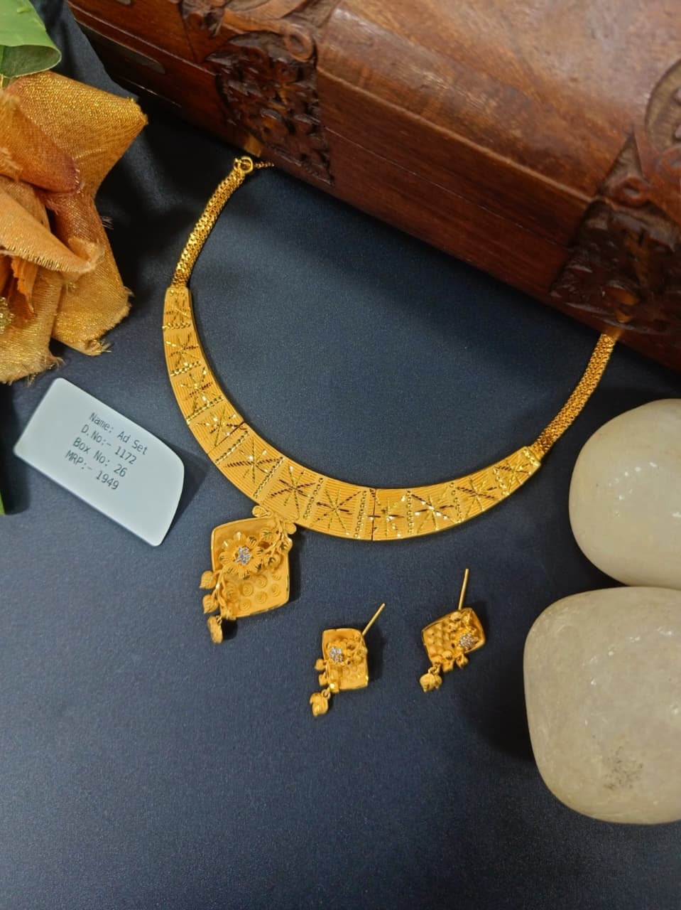 Avantika 1 Gram Gold Plated Designer AD Necklace Set