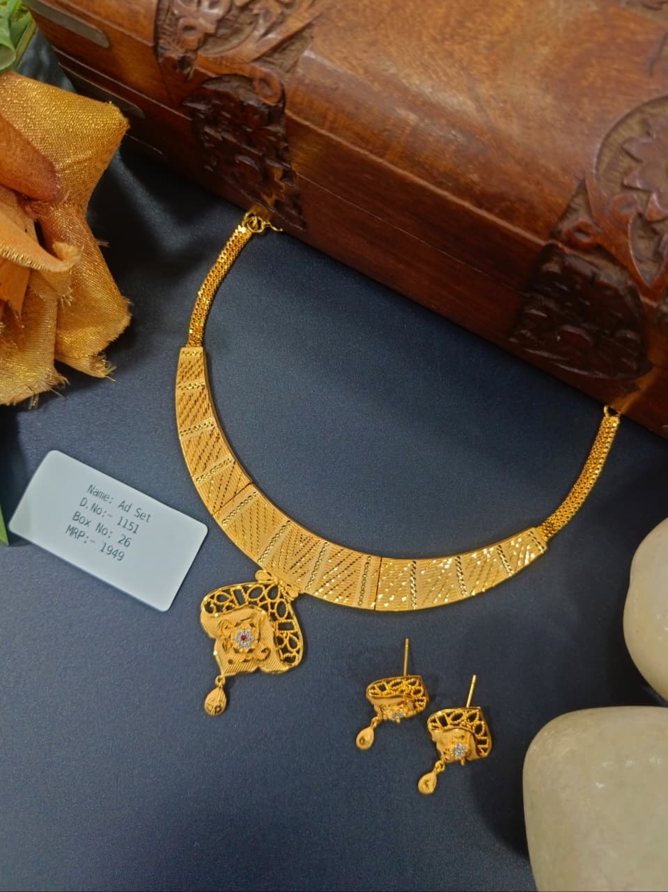 Anisha 1 Gram Gold Plated Designer AD Necklace Set