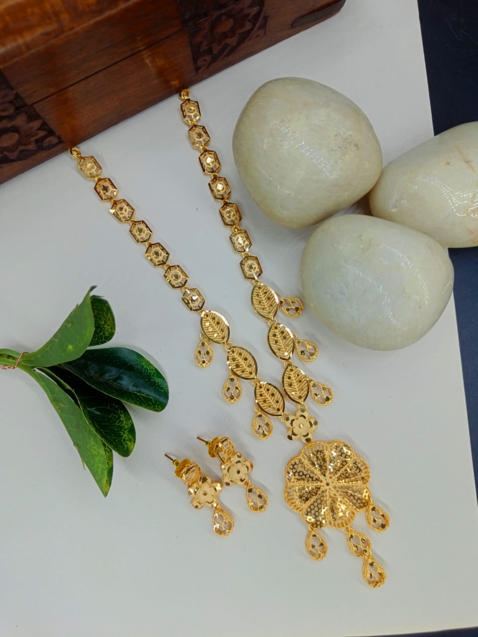 Nisha 1 Gram Gold Plated Designer Turkish Necklace Set