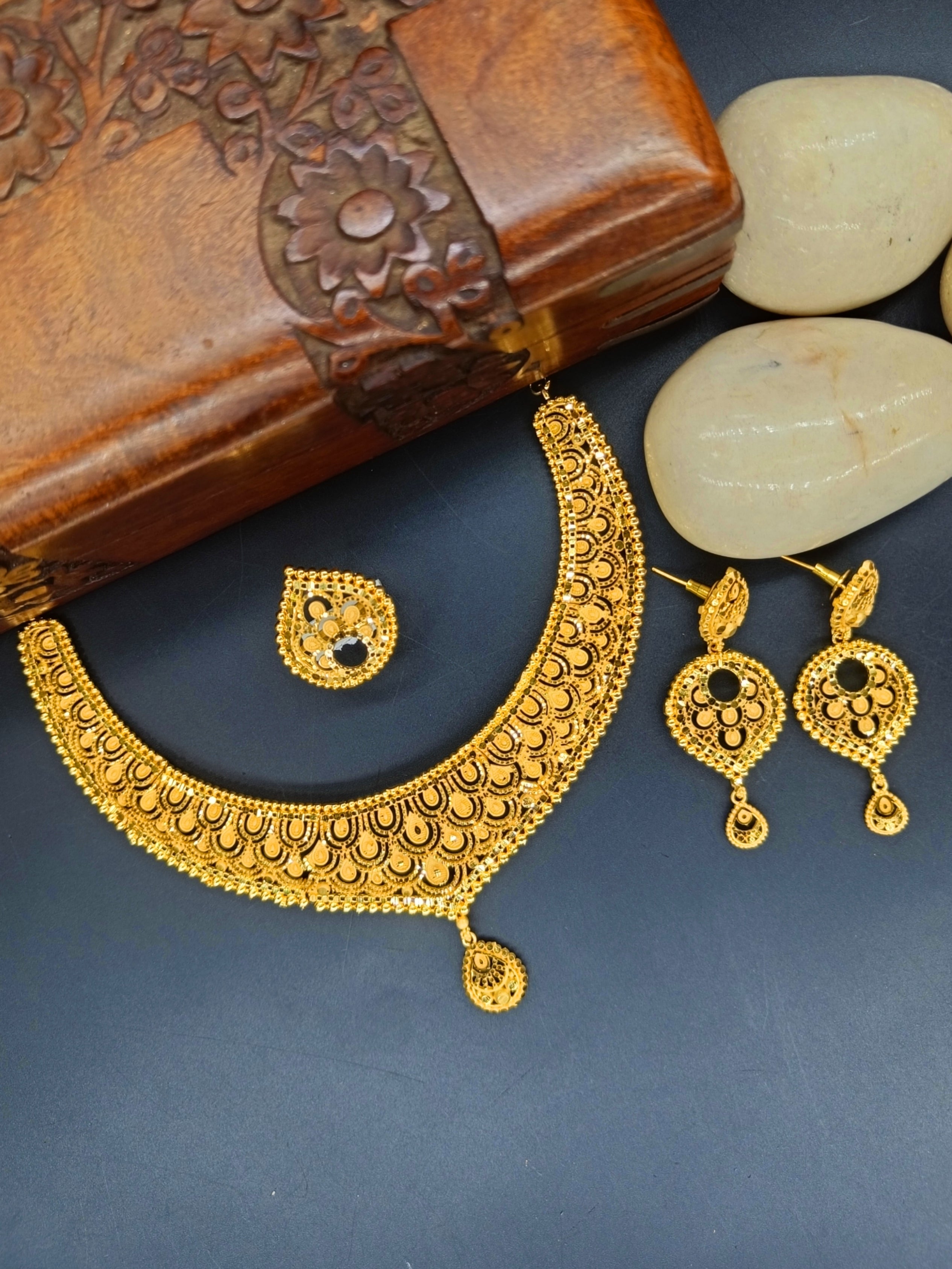 Kala 1 Gram Gold Plated Designer Fancy Necklace Set
