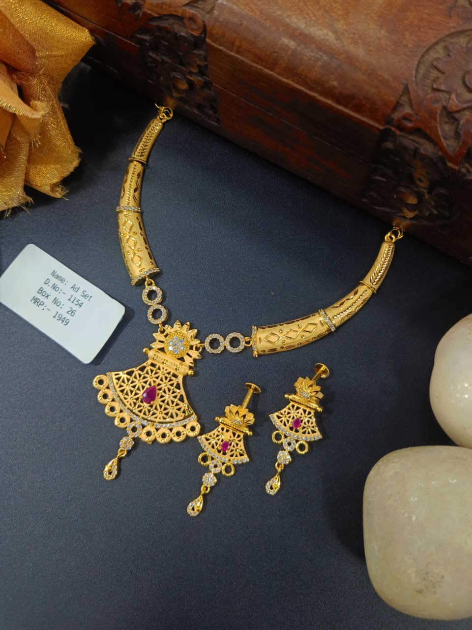 Ankita 1 Gram Gold Plated Designer AD Necklace Set