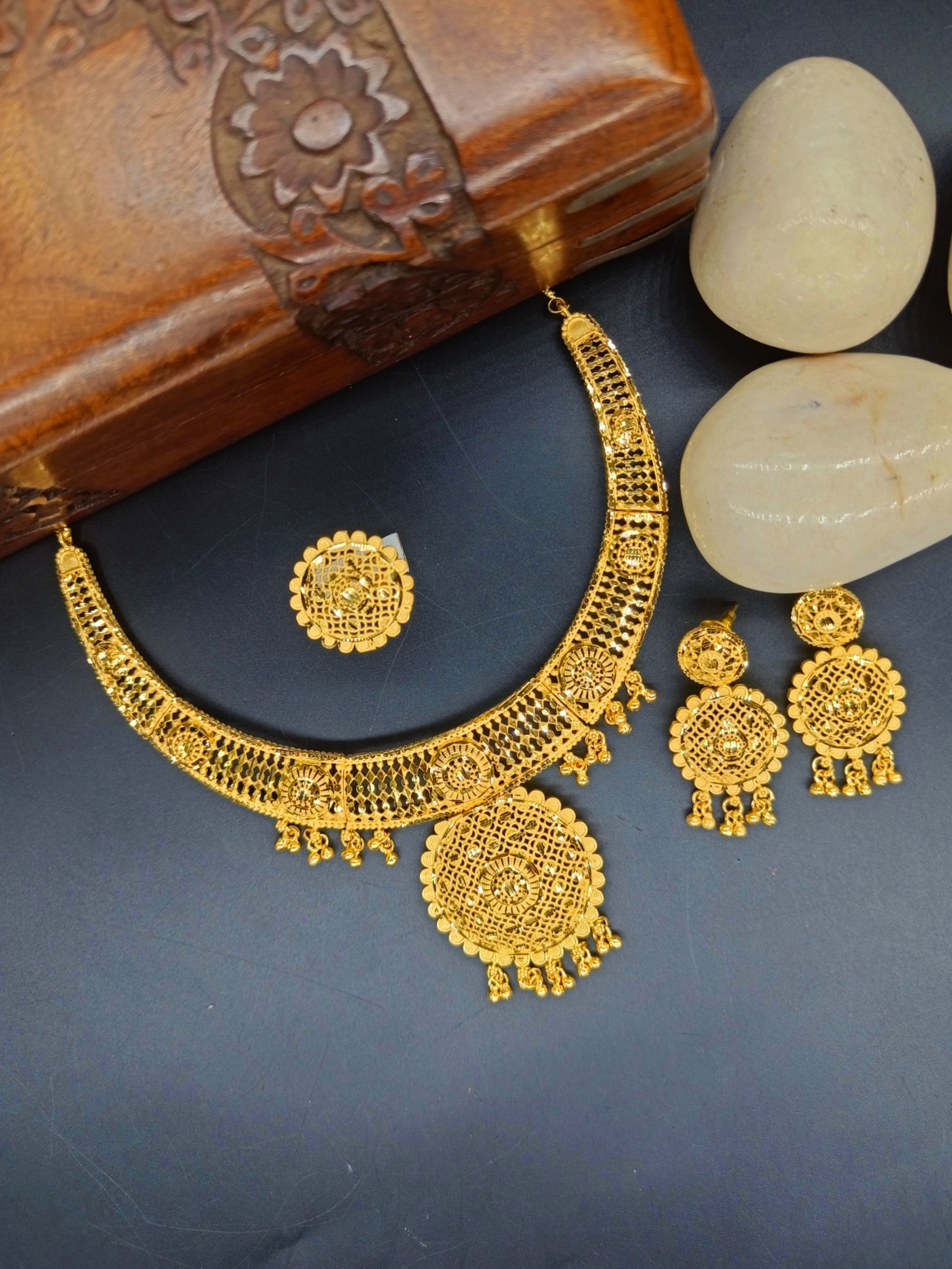 Kamala 1 Gram Gold Plated Designer Fancy Necklace Set