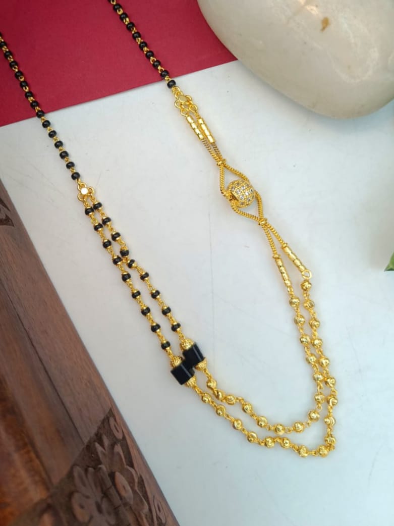 Shashi 1 Gram Gold Plated Short Mangalsutra