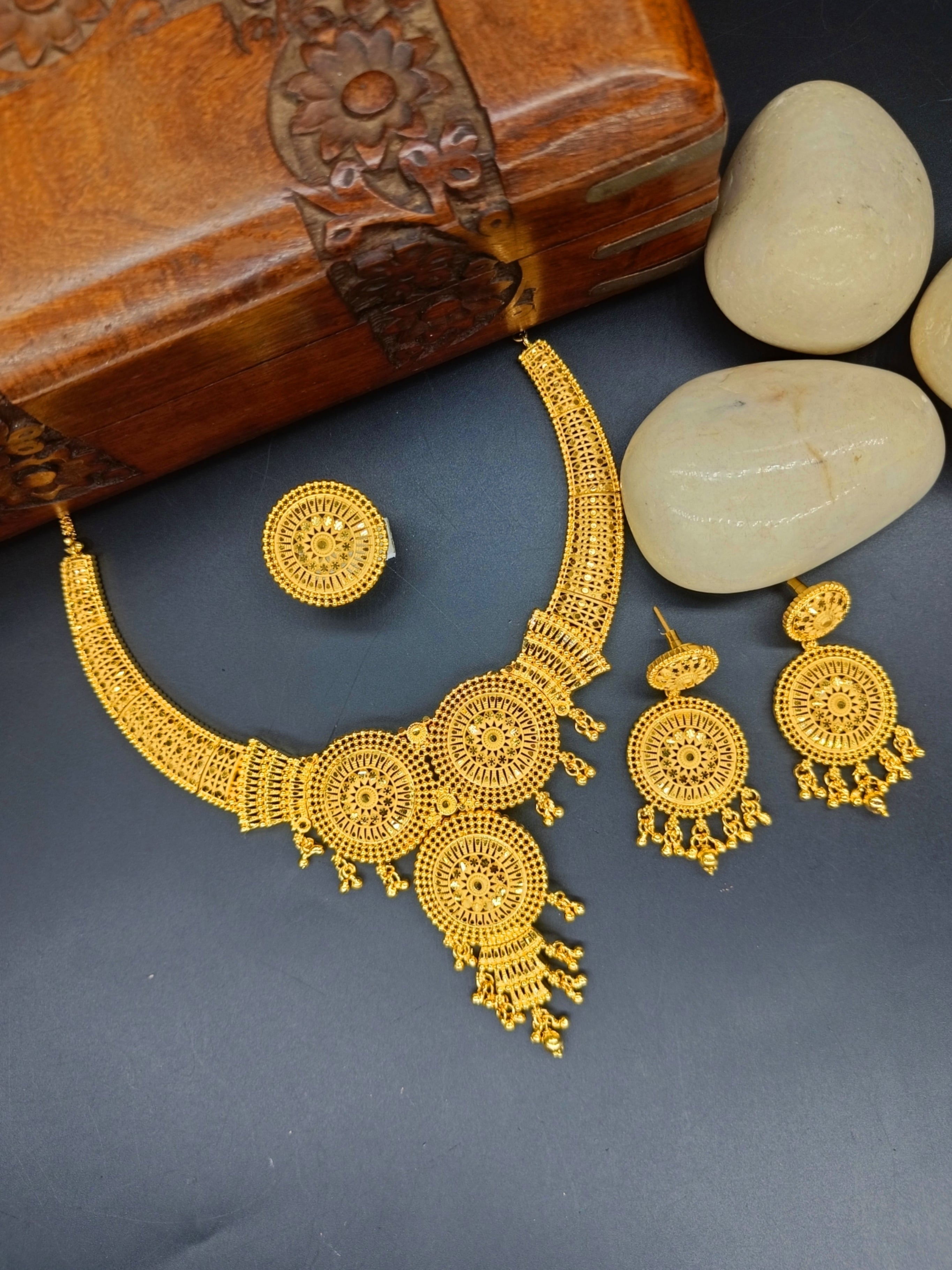 Kanchana 1 Gram Gold Plated Designer Fancy Necklace Set