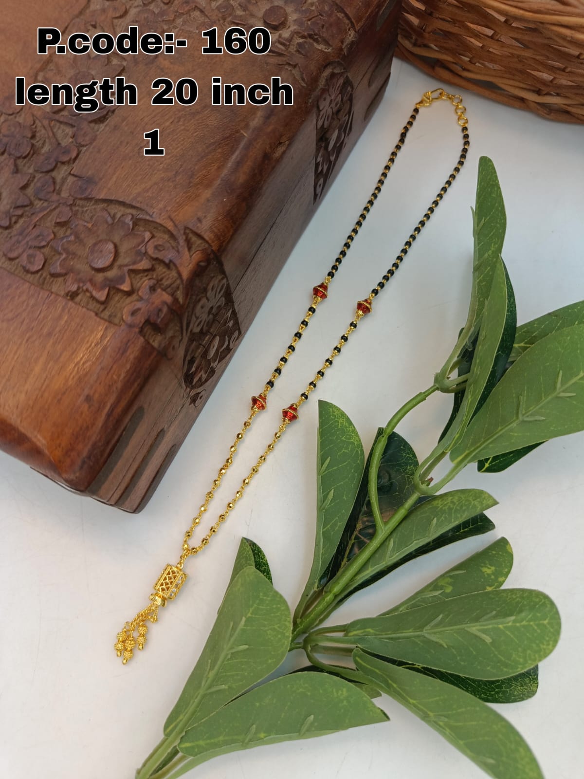 Madhuka 1 Gram Gold Plated Short Mangalsutra