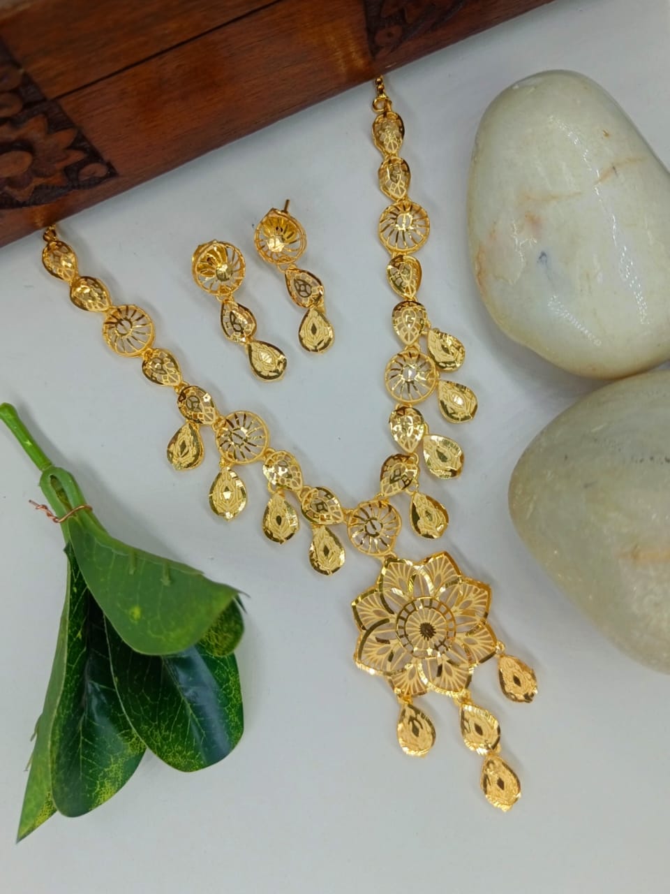 Padma 1 Gram Gold Plated Designer Turkish Necklace Set