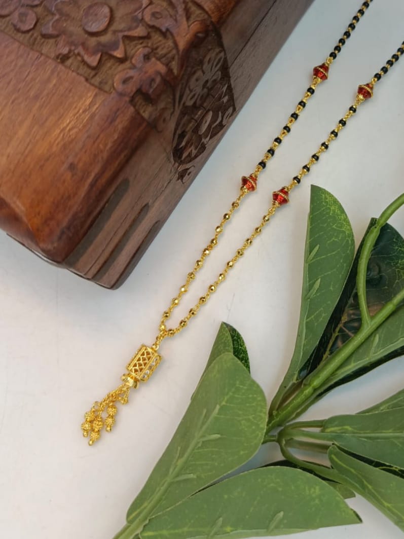 Madhuka 1 Gram Gold Plated Short Mangalsutra