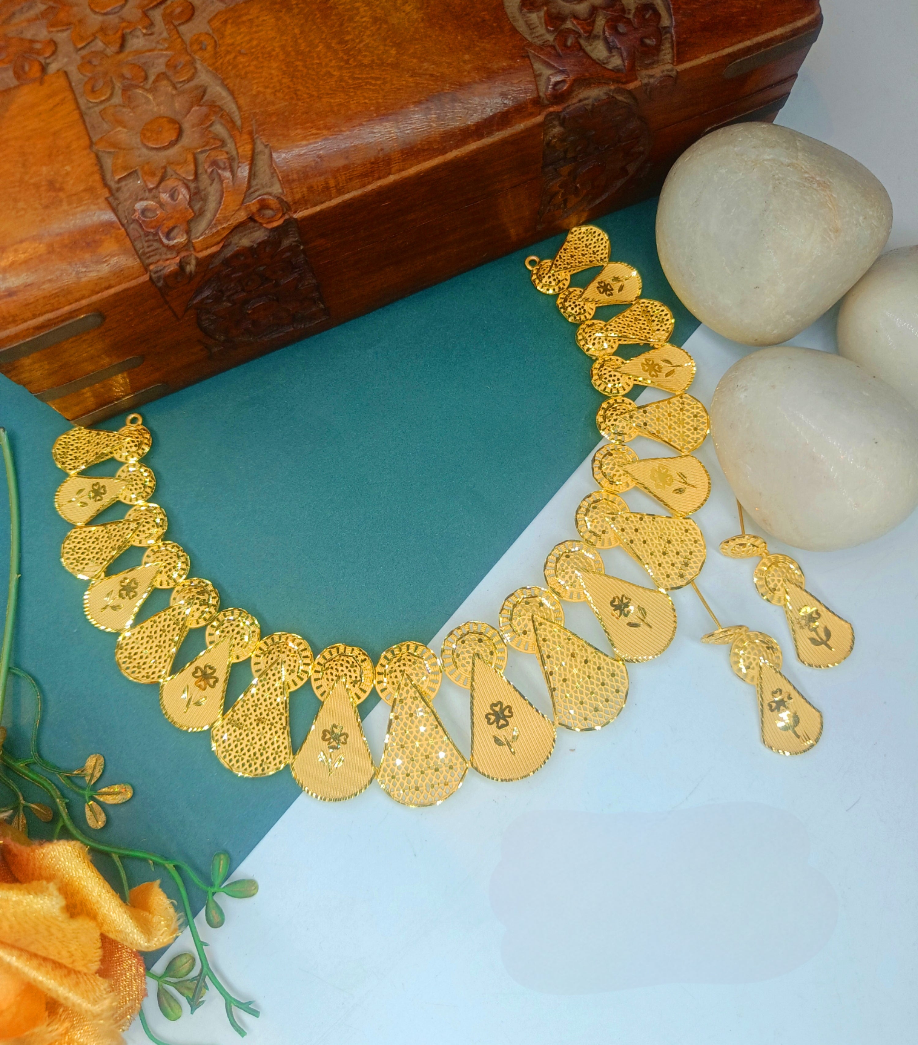 Kösem Sultana 1 Gram Gold Plated Designer Necklace Set