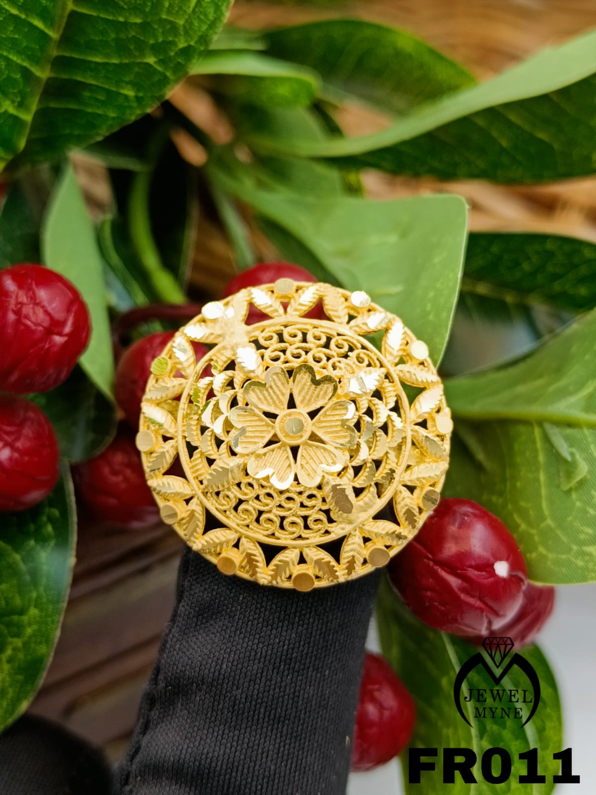 Peal 1 Gm Gold Plated Women Finger Ring