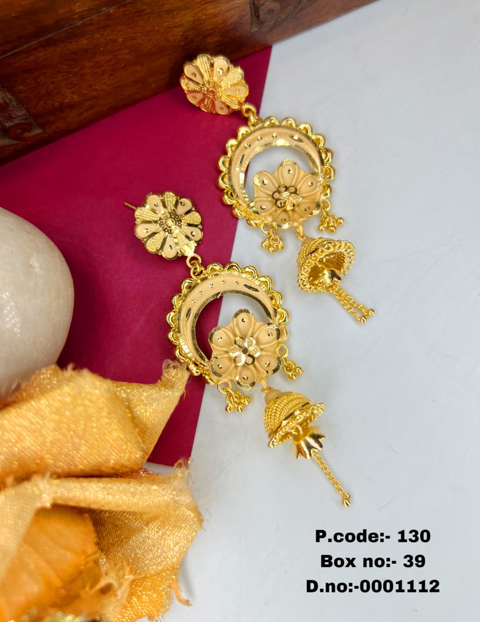 Abha 1 Gram Gold Plated Chandbali Earings