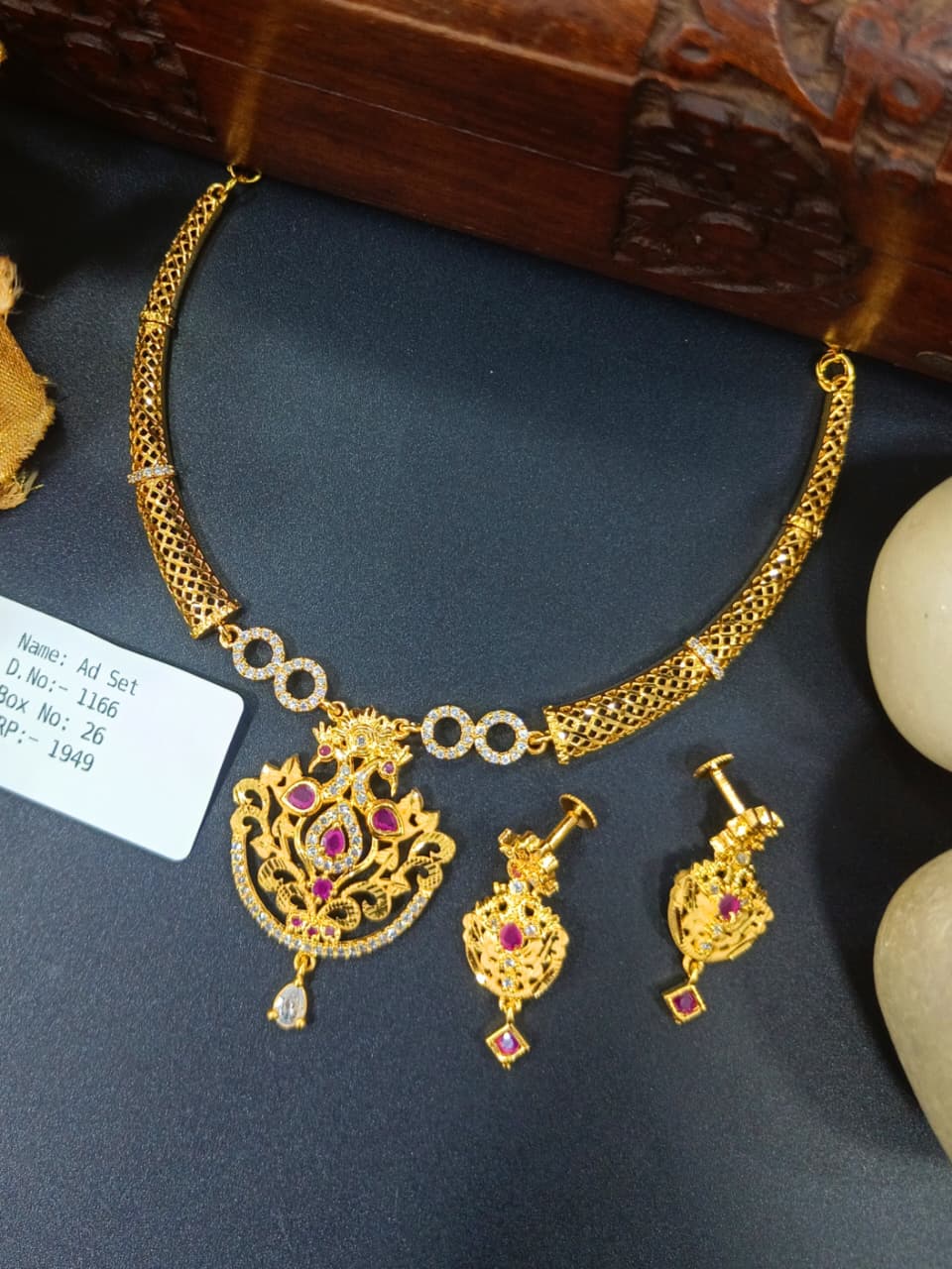 Bandini 1 Gram Gold Plated Designer AD Necklace Set