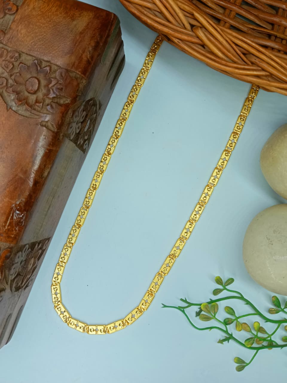 Adiguru 1 Gram Gold Pleated Premium Quality Nawabi Chain !