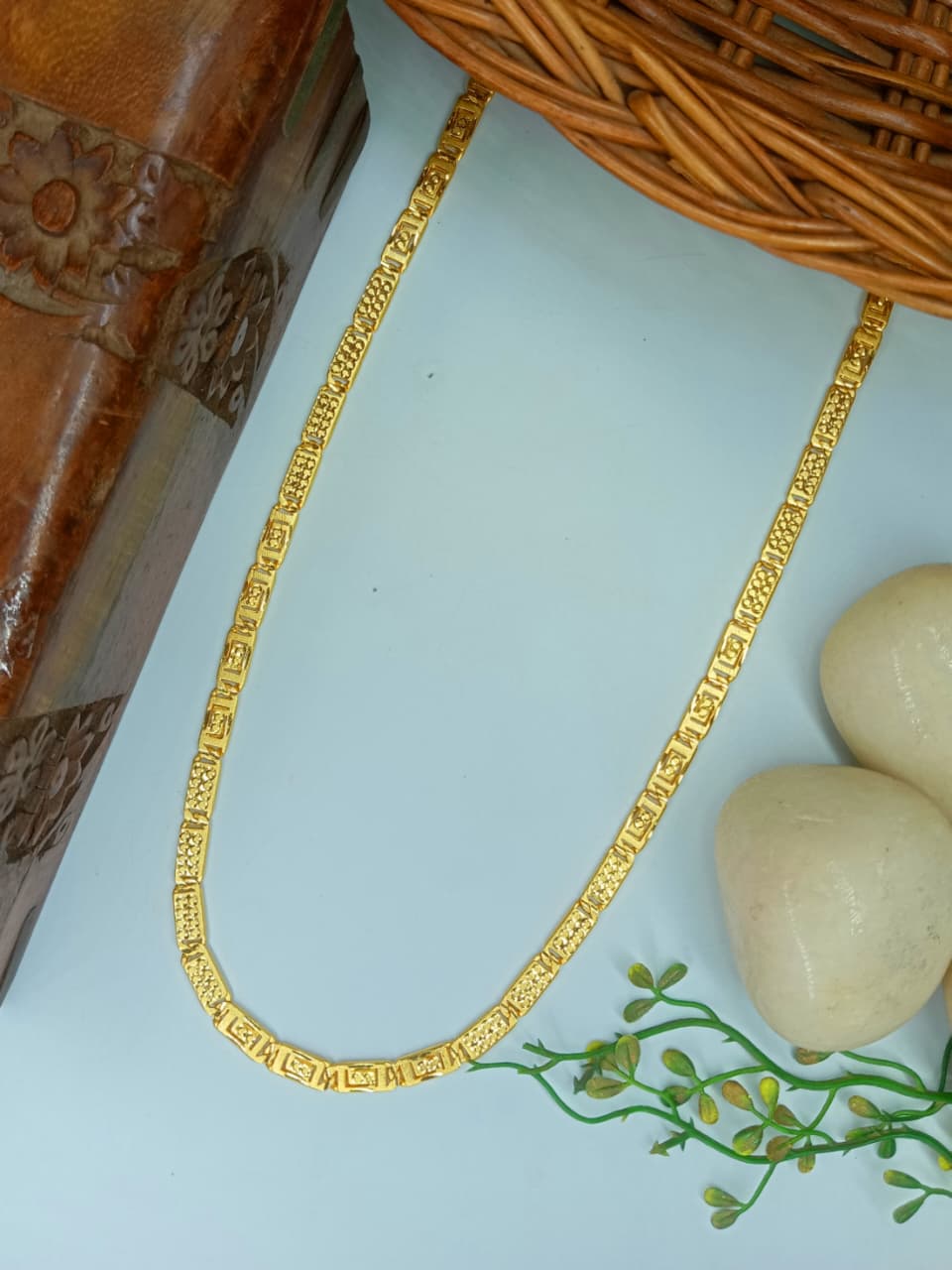Adiyogi 1 Gram Gold Pleated Premium Quality Nawabi Chain !