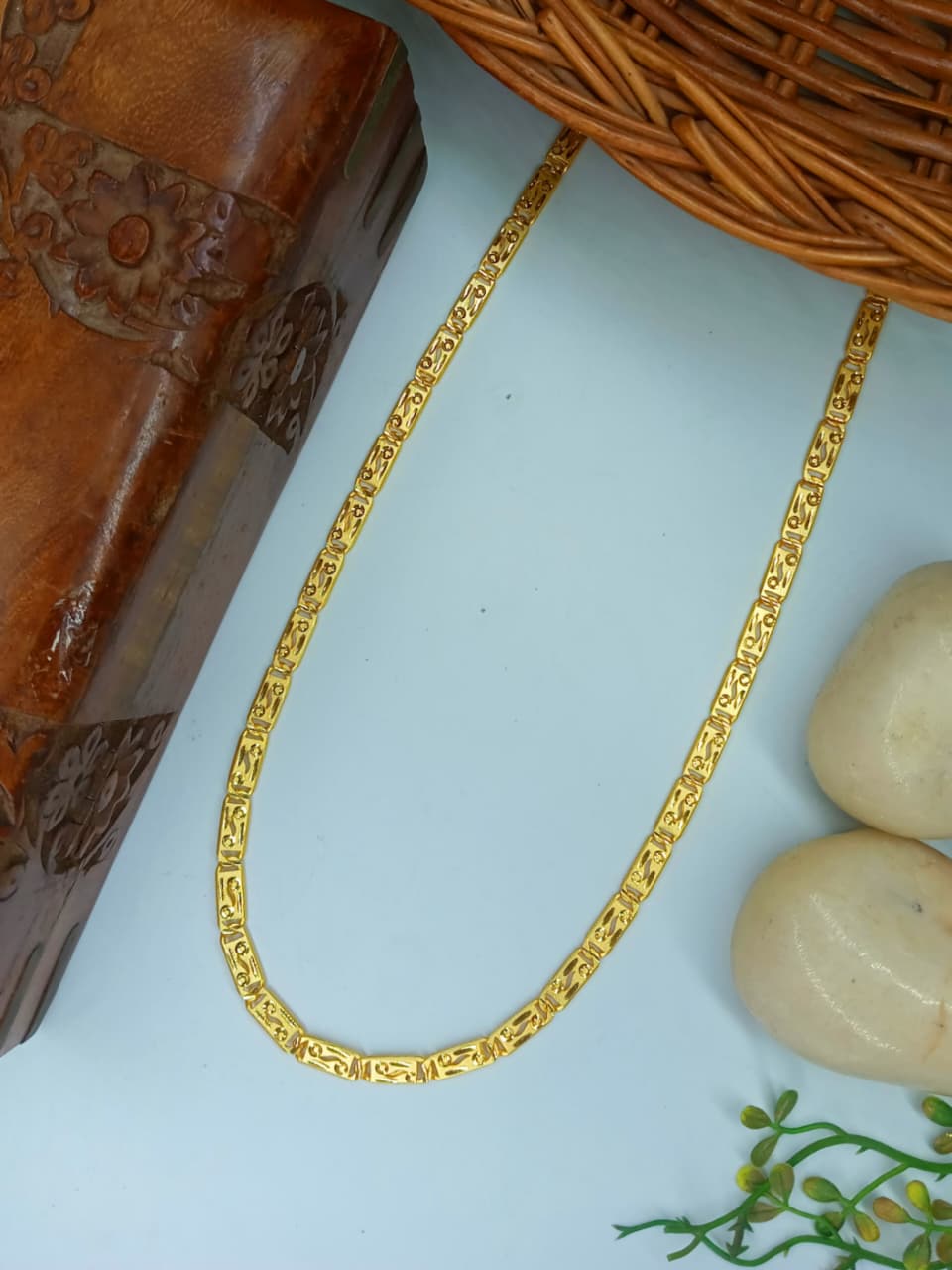 Akshayaguna 1 Gram Gold Pleated Premium Quality Nawabi Chain !