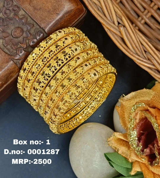 BX-1 One Gram Gold Foaming Fancy Womens Bangles 0001287