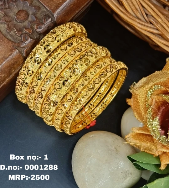 BX-1 One Gram Gold Foaming Fancy Womens Bangles 0001288