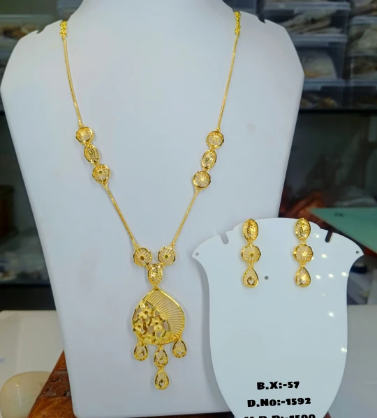 BX-57 One Gram Gold Foaming Turkish Chain Pendent Set 0001592