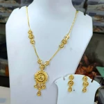 BX-57 One Gram Gold Foaming Turkish Chain Pendent Set 0001608