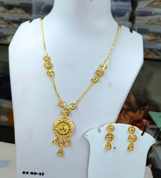 BX-57 One Gram Gold Foaming Turkish Chain Pendent Set 0001608