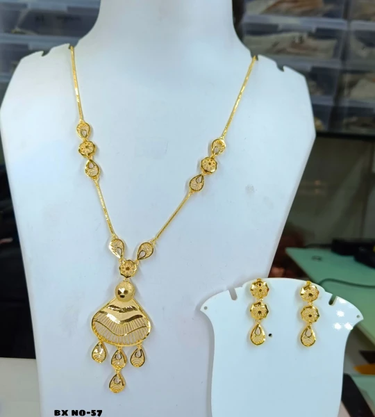 BX-57 One Gram Gold Foaming Turkish Chain Pendent Set 0001609