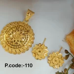 BX-4 One Gram Gold Foaming Pendent Earings Set 0000025